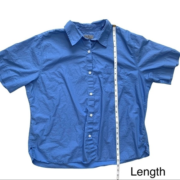 Vintage 90’s Eddie Bauer Blue Short Sleeve Button Up Top Size Extra Large - Picture 11 of 15
